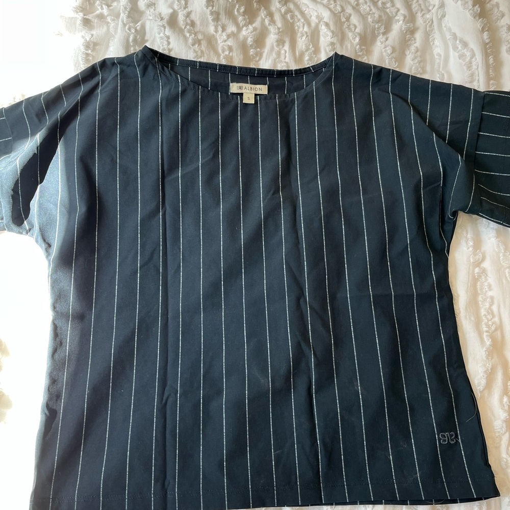 Albion Navy Striped Top